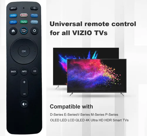Vista 2 de Control remoto universal XRT260, compatible con televisores inteligentes VIZIO D, M, P, serie V UHD LED LCD, teclas de aplicación de acceso directo