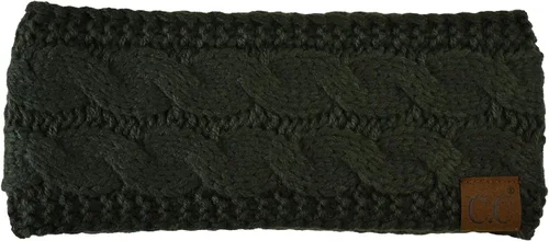 Vista 109 de C.C Cintillo elástico suave con punto trenzado para invierno, con forro mullido para el pelo, para calentar las orejas Negro