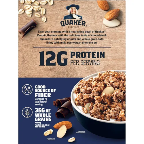 Vista 5 de Quaker Granola proteica, avena, chocolate y almendras, 18 oz