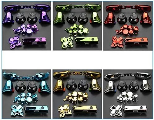 Vista 2 de Juego completo de botones para parachoques de repuesto para mando Xbox One Slim Xbox One S (oro cromado)