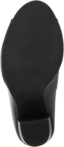 Vista 4 de FSJ Botas al tobillo con puntera abierta para mujer, tacones gruesos apilados, para fiesta, graduación, discoteca, noche, boda, vestido, talla 4-15