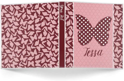 Vista 2 de Carpeta personalizada de 3 anillas con diseño de mariposas y lunares, 1 pulgada