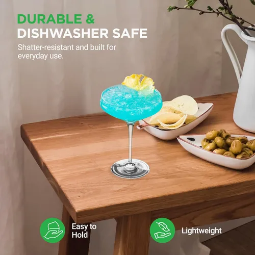 Vista 5 de NutriChef Kitchen Elegant Crystal - 16 vasos de Martini sin plomo, aptos para lavavajillas, 10 onzas, 4.88 pulgadas de diámetro, soplados a mano