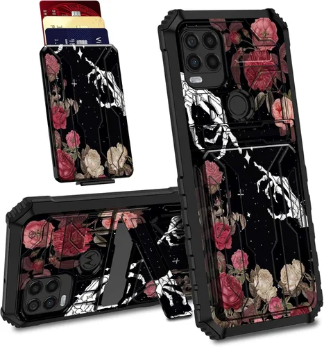 Vista 18 de Funda para Motorola Moto G Stylus 5G con ranura desmontable para tarjetero, soporte de doble capa, resistente a prueba de golpes, funda oculta