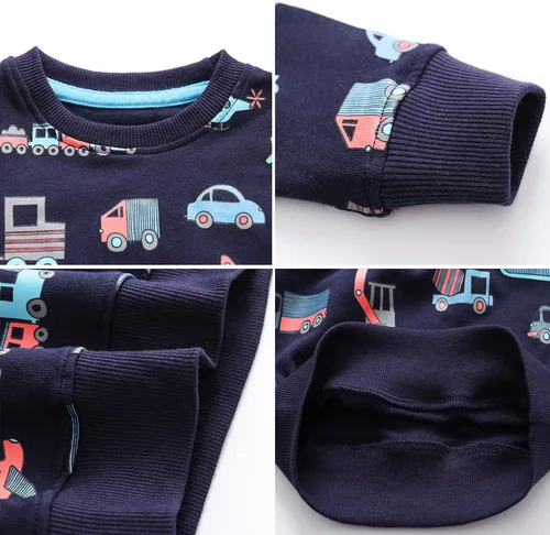Vista 2 de BeiVSlley Paquete de 3 sudaderas de algodón con cuello redondo y manga larga con dibujos animados para niños pequeños