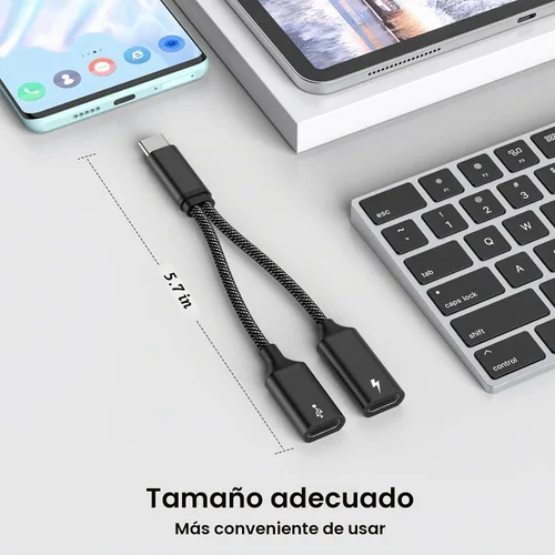 Vista 6 de MOGOOD Cable divisor USB C de 60 W, 2 en 1 USB-C macho a doble USB-C hembra, carga mientras usas auriculares, SSD, DAC o controlador, para Steam