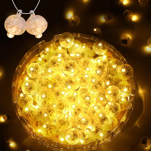 Vista 9 de 50 mini luces LED, globos de luz LED para decoraciones de fiesta, luces de fiesta de neón para linterna de papel, huevos de Pascua, fiesta de Rojo