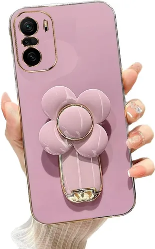 Vista 50 de Miagon - Funda con soporte para Xiaomi Redmi A1, galvanizado suave TPU protector delgado a prueba de golpes con molinete giratorio soporte de flores