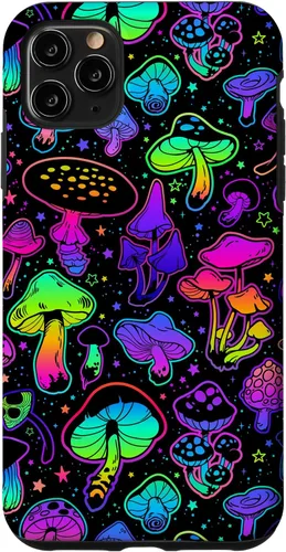 Vista 11 de Funda para iPhone 15 con diseño psicodélico de hongos mágicos hippie