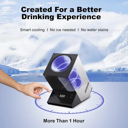 Vista 4 de Cobalance Enfriador de vino eléctrico, enfriador de una sola botella para vino de 25.4 fl oz o algo de champán, refrigeradores portátiles que