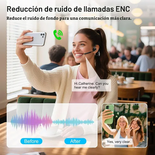Vista 3 de Smof Auriculares de oreja abierta con micrófono, auriculares inalámbricos aptX-LL Bluetooth, auriculares para conductor de camión con micrófono