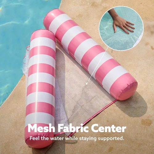 Vista 6 de SLOOSH 4 Packs Strip Type Hammock Pool Floats Adults, 4-in-1 Multi-Purpose Inflatable Pool Floaties PVC Water Hammock Lounge