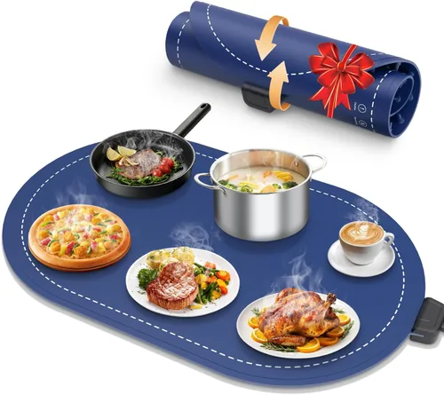 Vista 9 de Tapete de calentamiento para alimentos extra grande, 36 x 15 pulgadas, tapete de calentamiento de alimentos para encimeras, fiestas y uso diario