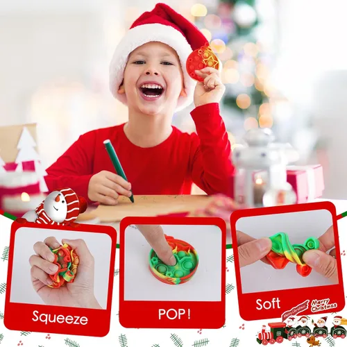 Vista 3 de Paquete de 24 Mini Juguetes Pop Fidget de Navidad para Niños Niñas Niños Pequeños Rellenos de Calcetines de Navidad Obsequios para Fiestas Alivio