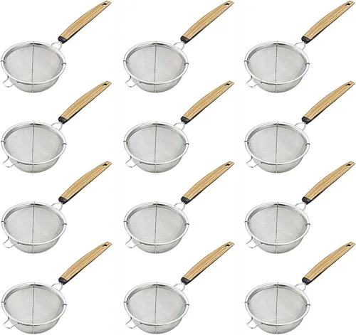 Vista 6 de JapanBargain 2459 Colador de té de malla fina con asa de acero inoxidable pequeño tamiz para bebidas, cócteles, café y matcha, paquete de 2
