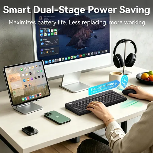 Vista 6 de Mango Era - Combo de teclado y mouse inalámbricos compactos, mini teclado y mouse de viaje pequeños para laptop, juego de teclado inalámbrico USB