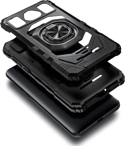 Vista 3 de Funda diseñada para Schok Volt SV55 con protector de pantalla [vidrio templado], funda protectora a prueba de golpes [grado militar] con soporte