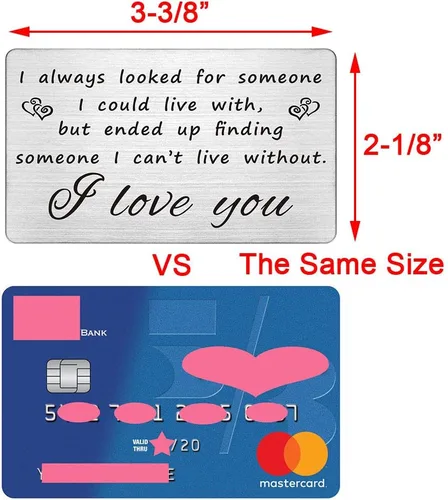 Vista 2 de Tarjeta metálica grabada para carteras, regalo de aniversario para hombres, novio, esposo, día de San Valentín, Plateado-005), Card8005