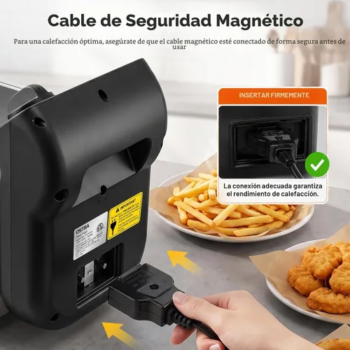 Vista 7 de OSTBA Freidora eléctrica con canasta, freidora de encimera de acero inoxidable de 1500 W, capacidad de aceite de 3.2 cuartos de galón, control
