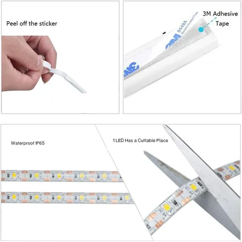Vista 6 de Luz de armario con sensor de movimiento, tira de luces LED para armario, encendido y apagado automático PIR, funciona con pilas, 6000 K blanco