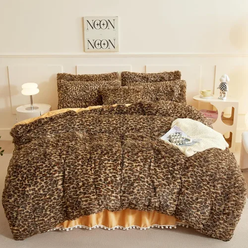 Vista 35 de Juego de funda de edredón beige peludo tamaño individual, juego de ropa de cama individual de piel sintética beige de 2 piezas