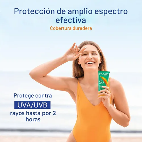 Vista 4 de NO-AD Loción de protección solar SPF 30 Protección UVA/UVB de amplio espectro Resistente al agua Sin octinoxato ni oxibenzona con vitamina E