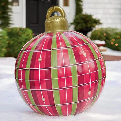 Vista 7 de Decoraciones inflables de Navidad, adornos de Navidad gigantes de 24 pulgadas, bolas de Navidad inflables, decoración de jardín al aire libre extra