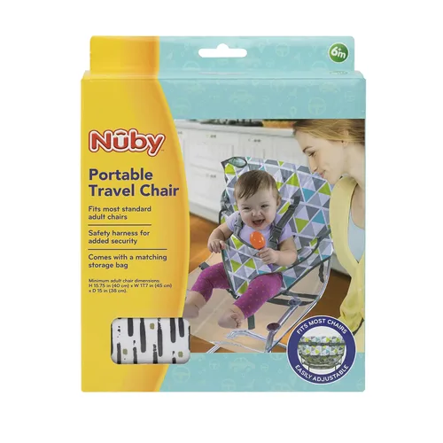 Vista 10 de Nuby On The Go Silla de viaje portátil para bebés y niños pequeños, correas ajustables de seguridad de 5 puntos, más de 6 meses, se pliega en una