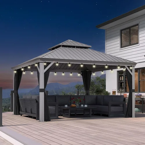 Vista 44 de PURPLE LEAF - Gazebo para exteriores de 10 x 12 pies, con sistema de drenaje