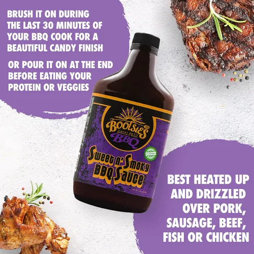 Vista 7 de Salsa de barbacoa Sweet n' Smoky, condimento para barbacoa con miel, salsa picante y chile en polvo, salsa de carne sin gluten, 17 onzas - Bootsie's