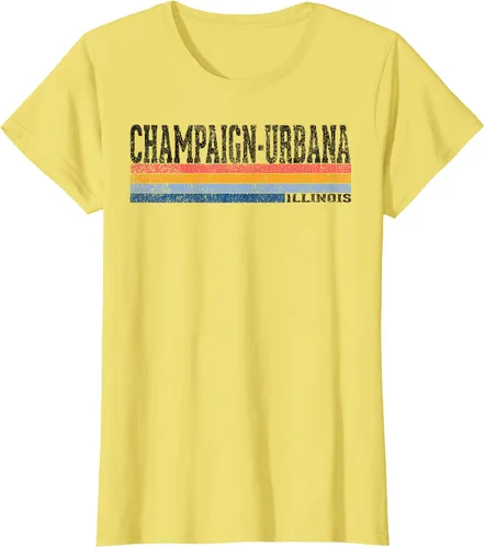 Vista 46 de clásico 1980s estilo champaign-urbana Illinois T Shirt, hombre 2XL, Blanco