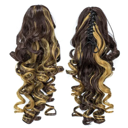 Vista 13 de 12-Pulgadas Extensiones de Cola de Caballo Cortas con Rizos de Tornillo y Pinza de Gancho Extensiones de Cabello Sintético con Cordón Extensiones
