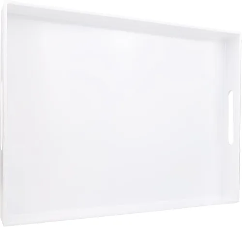 Vista 16 de Bandeja azul para mesa de café, bandeja decorativa rectangular de plástico con asas para entretenimiento, patio al aire libre, sala de estar