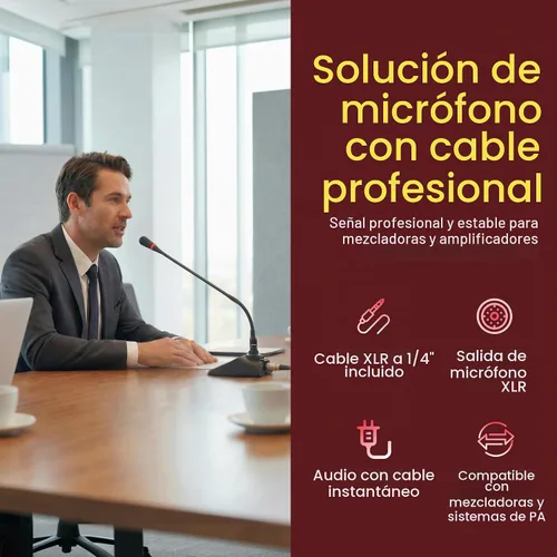 Vista 5 de Sistema de micrófono con cable de cuello de cisne de escritorio - Micrófono condensador de voz con cable montado en mesa con filtro pop - Cable