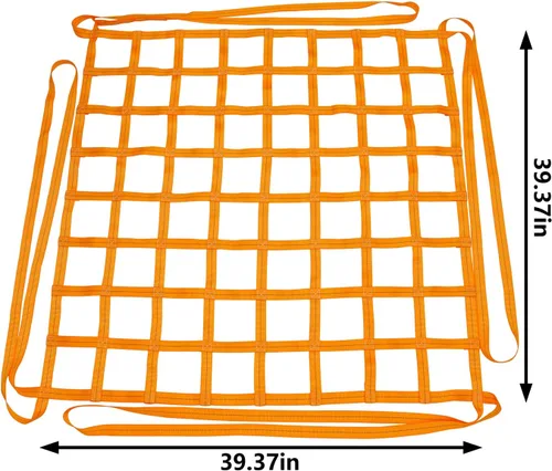 Vista 2 de Correas de Red de Elevación de Seguridad, Red de Elevación de Eslinga de Nylon Plana, Carga y Descarga de Objetos Pesados de Malla Cuadrada de 10cm