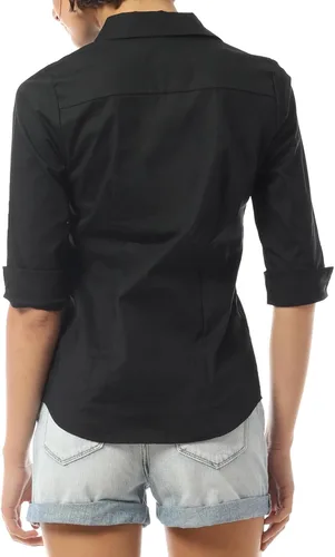 Vista 4 de Design by Olivia Camisas de vestir con botones elásticos de manga 3/4 para mujer