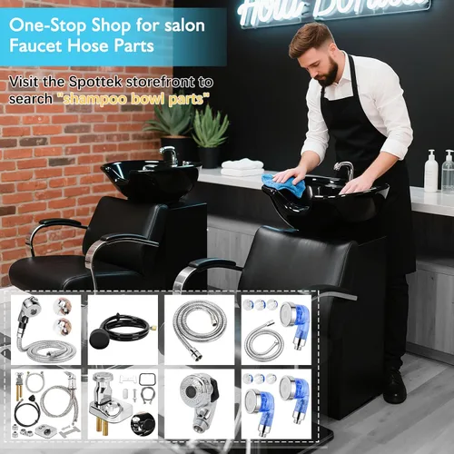 Vista 8 de LukLoy 1 paquete de trampa universal para el cabello de salón para fregadero de champú, cámara de captura de PVC de 1-1/2 pulgadas para fregadero