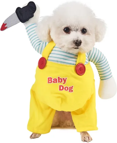 Vista 14 de NACOCO Disfraz de muñeca de Halloween para perro, estilo tijera, disfraz de mascota, Navidad, cosplay, muñeca ajustable, divertida ropa especial