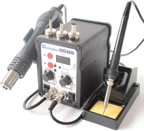 Vista 4 de 8586 AC 110V 700W 2 en 1 SMD Rework Estación de soldadura pistola de aire caliente hierro de soldadura con regalos gratis para reparación