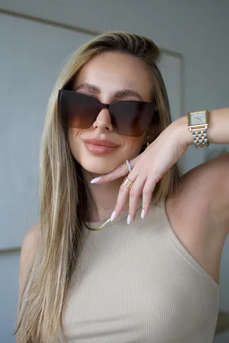 Vista 7 de DIFF Goldie Designer - Gafas de sol de gran tamaño sin marco para mujer, protección UV400, marcos de moda