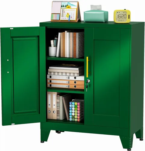 Vista 10 de Gabinete de almacenamiento de casillero de metal de 24.5"H con cerradura - Gabinete pequeño con cerradura para empleados, gabinete de casillero