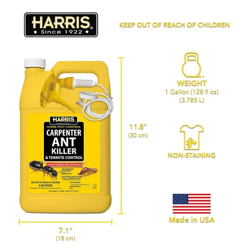 Vista 6 de Harris Tratamiento de control de hormigas carpinteras y termitas, mata al contacto, fórmula inodora y sin manchas, 128 oz