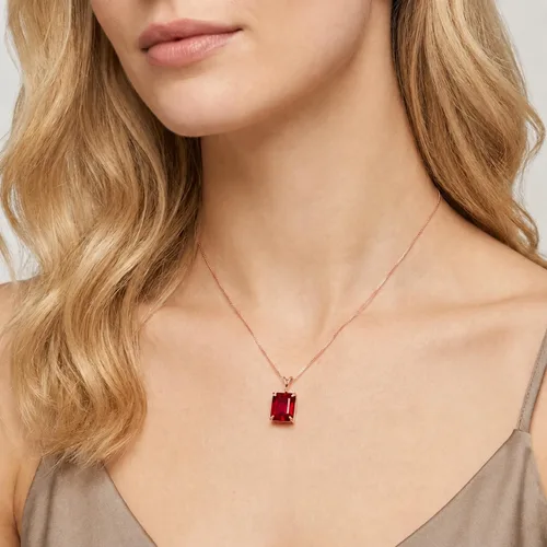 Vista 4 de Galaxy Gold GG 14K Solid Gold Pendant Necklace with Genuine Natural Ruby - July Birthstone, Stone of Passion & Protection, 14-24 Inch, Fine Jewelry