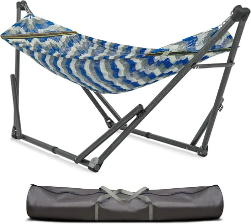 Vista 21 de Soporte de hamaca Tranquillo Uniki con garantía de 3 años, hamaca plegable instantánea de 30s con soporte, hamaca de camping con capacidad de 550 1.
