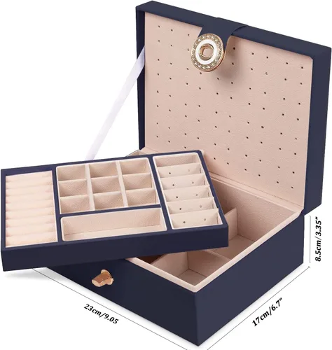 Vista 6 de QBestry Organizador de aretes de tuerca para mujeres y niñas caja de joyería para aretes collar organizador de joyas caja de aretes para mujer