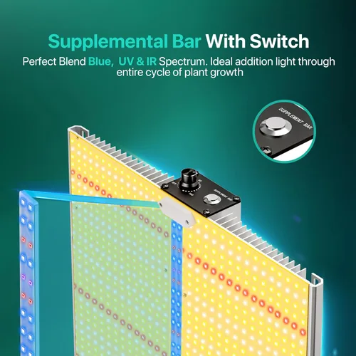 Vista 2 de Luz de Crecimiento LED SH1200 Mejorada 2025, Luces de Crecimiento LED de Espectro Completo Regulables con UV e IR para Plantas