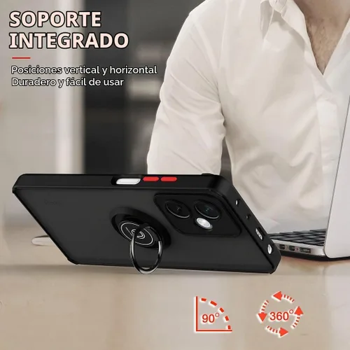 Vista 6 de QUIETIP Funda compatible con Xiaomi Poco X5 Pro 5G con protector de pantalla, TPU + policarbonato duro a prueba de golpes, anillo magnético