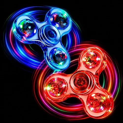 Vista 8 de Fidget Spinner 2 unidades, Fidget Spinners iluminados y brillan en la oscuridad para niños, premios de aula, juguetes para aliviar el estrés