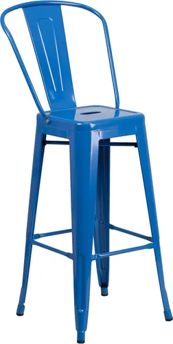 Vista 20 de Taburete Flash Furniture de bar, hecho de metal para interior y exterior, Metal, Negro