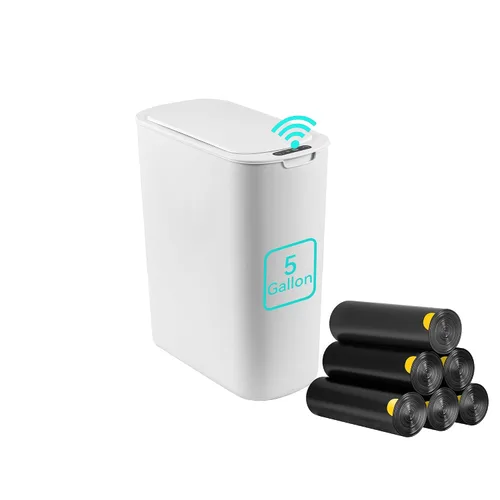 Vista 9 de Botes de Basura de 5 Galones con Sensor de Movimiento para Baño, Botes de Basura Automáticos con Tapa, sin Contacto, Inteligentes, Delgados